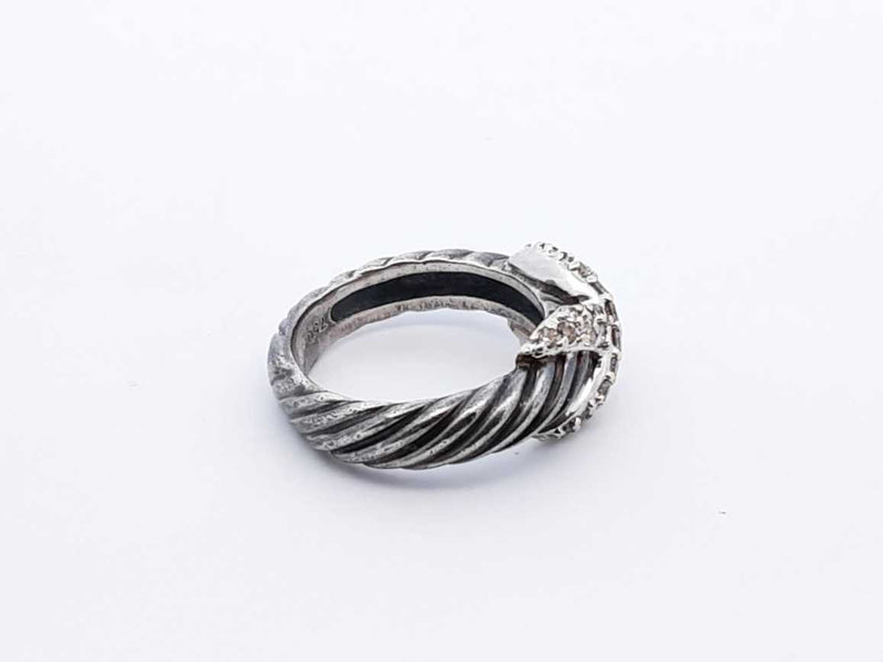 David Yurman Sterling Silver 18k & Diamond Cable Ring 6.6g Size 5.75 Fw0625loxdu