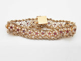 Rubies White Pearls 14k Yellow Gold 33.4g Bracelet 6.75 In Do0326orxzde