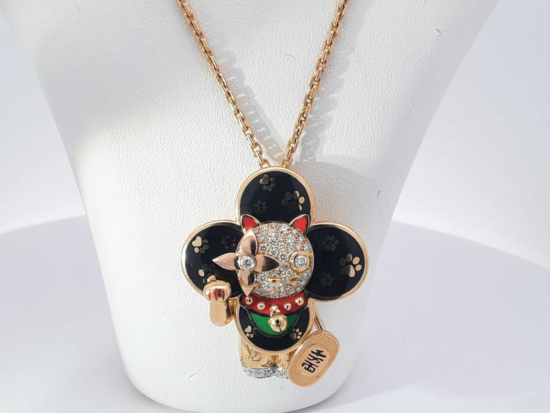 18k Louis Vuitton Vivienne Maneki Neko 3 Gold 43 G Necklace 30 In Aa1025wzxzsa