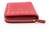 Mcm Red Leather Studded Zip Around Compact Wallet Eb0726rxde