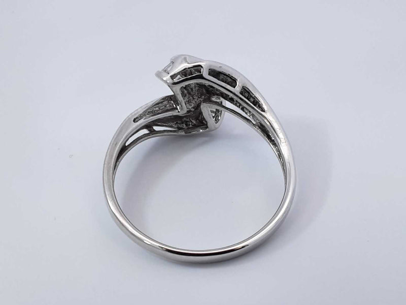 0.26 Cttw Diamond & 14k White Gold Swirl Ring 4 Grams Size 11 Fw0925lczdu9