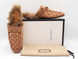 Gucci Princetown Horsebit Slippers In Beige & Brick Gg Canvas Size 7 Fw1225oizdu