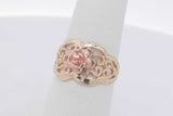 14k Yellow Gold Filigree Ring With Rose Gold Flower 2.8g Size 6.25 Eb0426lexsa