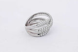 3.0cttw Diamond Criss-cross Ring In 14k White Gold 6.5 Grams Size 7 Eb0626cxzsa