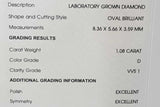 1.08ctw Oval Brilliant Lab Grown Diamond Loose Stone Eb0726oxzsa