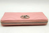 Gucci Quilted Gg Marmont Pink Leather Zip Around Wallet Eb0125lrxsa