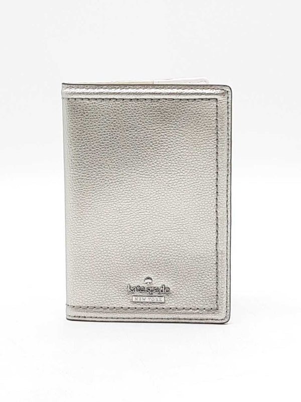 Kate Spade Silver Metallic Leather Passport Holder Wallet Eb1025lrdu
