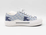 Burberry Equestrian Knight Sneakers In White & Blue Canvas Size 10.5 Fw0926wxzdu