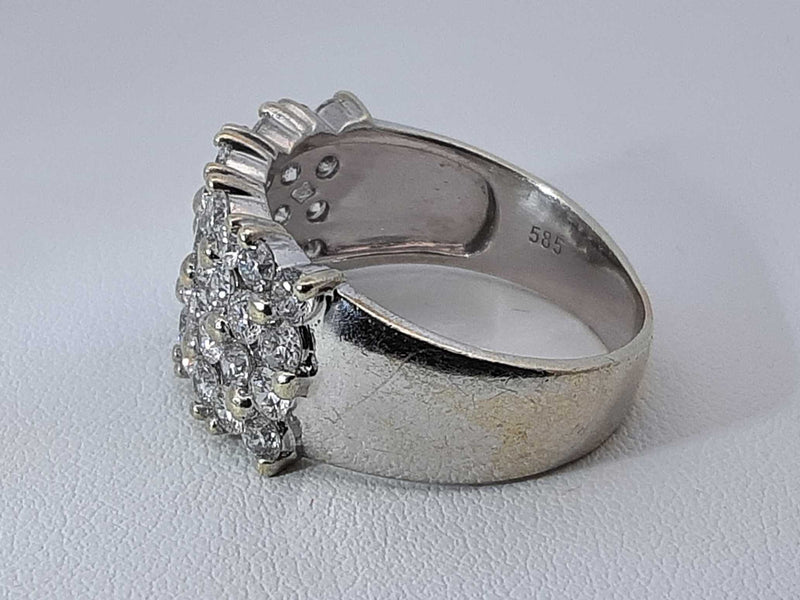 2.0 Cttw Diamond & 14k White Gold Four-row Ring 5.1 Grams Size 8 Fw0925pcsdu