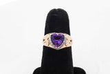 Heart Shaped Purple Gemstone & Diamond Ring 14k Yellow Gold 4.6g Sz 6 Eb426wxzsa