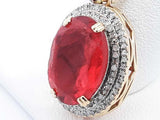 Red Gemstone & Diamond Pendant In 10k Yellow Gold 4 Grams Eb1024crsa