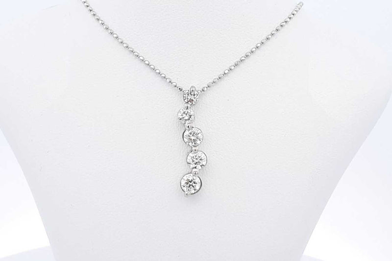 Approx. 1ctw Diamond Journey Pendant With Chain 14k White Gold 4g Eb0524prxsa