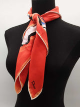 Christian Dior Red Abstract Flowers Silk Scarf Do0126wxzde