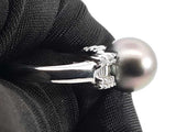 Diamond & Tahitian Pearl Cocktail Ring In 18k Gold 5.7g Size 5.75 Fw0426prxdu