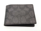 Coach 3 In 1 Gray Signature Canvas Varsity Strips Bifold Wallet Do0926orde