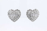 1.28ctw Diamond Stud Heart Screwback Earrings In 10k White Gold 3.5g Eb1225orrdu