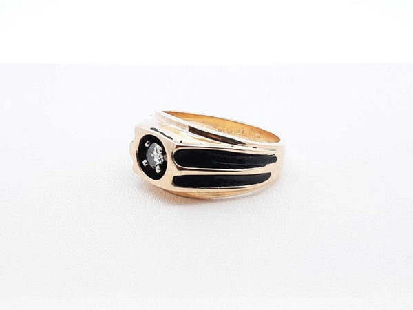 0.25 Ctw Recessed Diamond & 14k Yellow Gold Ring 11.5 Gram Size 9.5 Fw00825rxzdu