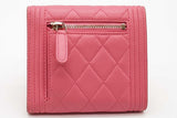 Chanel Pink Lambskin Boy Trifold Wallet Eb1225rrxde