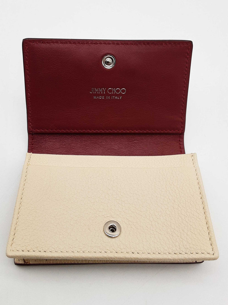 Jimmy Choo Beige Leather Small Card Holder Snap Pouch Do0925wxde