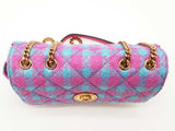 Versace La Medusa Pink And Blue Plaid Tweed Quilted Crossbody Sd1025wzxde
