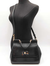 Dolce & Gabbana Sicily Satchel In Black Iguana-embossed Leather Fw1225rrzdu