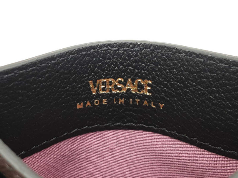Versace La Medusa Card Holder Wallet In Black Leather Fw0925ezdu