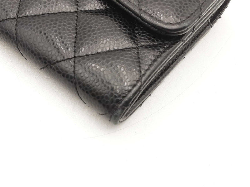Chanel Caviar Quilted Large Gusset Flap Wallet Black Aa0825ozxsa