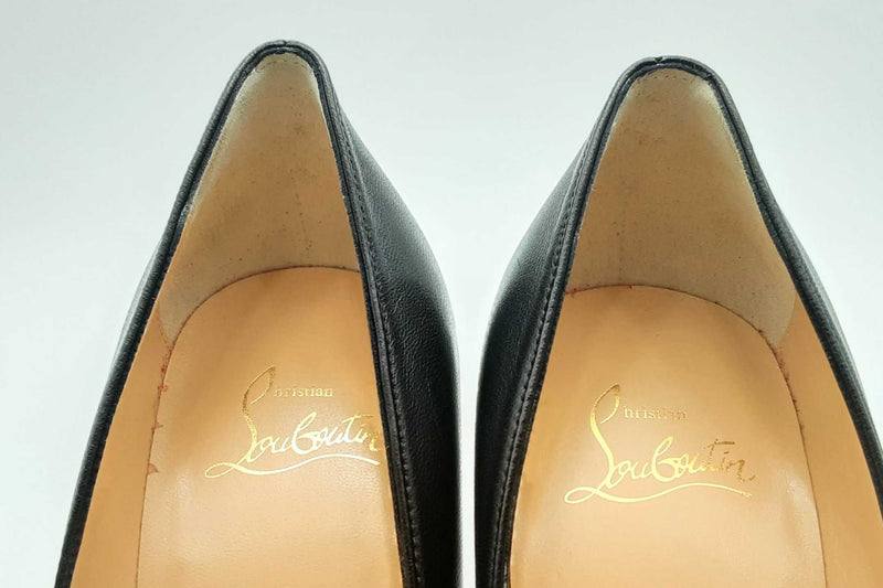 Christian Louboutin Black Leather Heels Size 36.5 Eb0924lxzsa