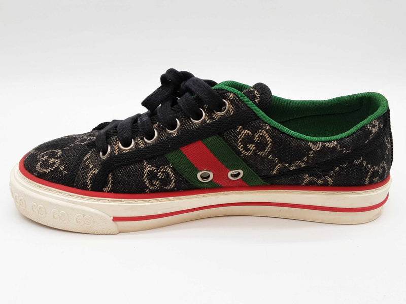 Gucci 606110 Tennis 1977 Black Gg Jacquard Denim Shoes Size Eu 35.5 Do0825lxzde