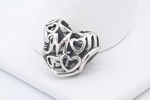 Pandora Sterling Silver Mom Heart Charm 1.1 Grams Eb0824rsa