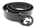 Gucci Gg Black Matte Leather Belt Size 95/38 Do0225lwxde