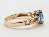 Heart Cut Blue Topaz 10k Two Tone Gold 2.5g Ring Size 7.75 Do0626lixde