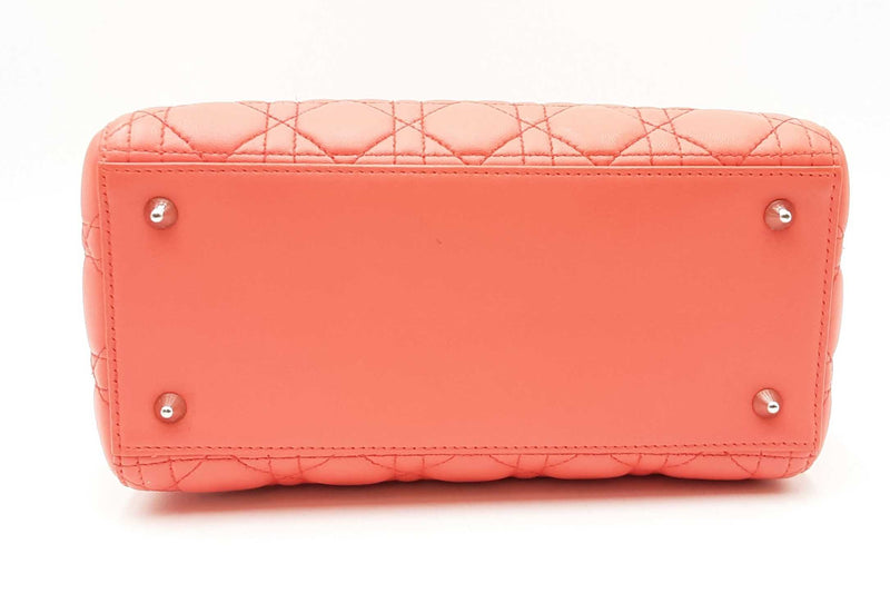 Christian Dior Lambskin Cannage Lady Dior Coral Hand Bag Sd0725lozxdu