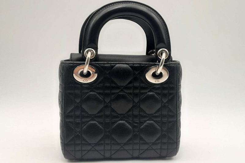 Christian Dior Lady Dior Black Cannage Leather Top Handle Bag Eb1224loxzsa