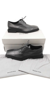 Balenciaga Bloc Rim Square Black Leather Derby Shoes Size 46 Fw1024lxzdu