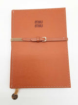 Miu Miu Brown Leather Wide Ruled Notebook Do1225ocde