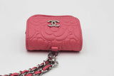 Chanel Camellia Embossed Pink Leather Airpod Pro Case With Chain Eb0626lrxsa