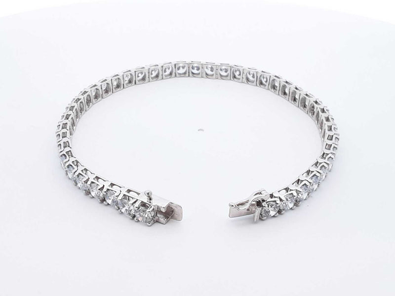 9.68 Cttw Lab-grown Diamond & Silver Tennis Bracelet 9.7 Gram 7 In. Fw0425lwrxdu