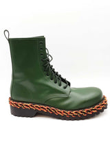 Balenciaga Green Leather Combat Boots Size 46 Eb0326oorde