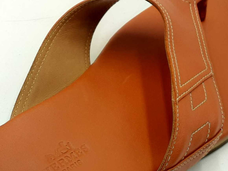 Hermès Thong Sandals In Orange Calfskin Leather Size Eu 45 Us 12 Fw0425pxzdu