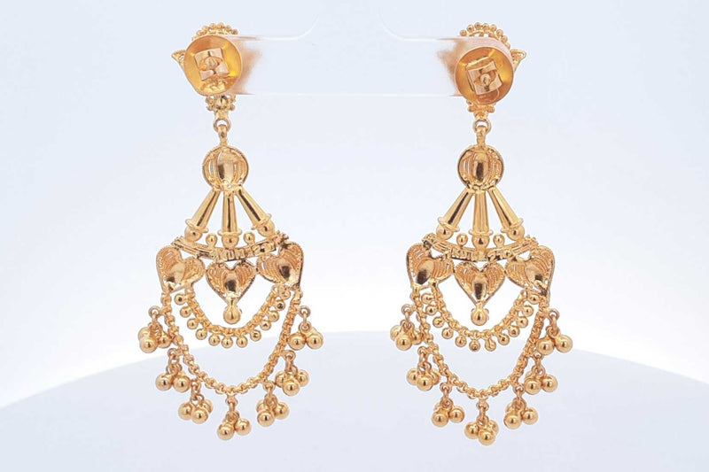 22k Yellow Gold Filigree Screwback Dangle Earrings 13.2 Grams Eb0624rxzsa