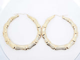 10k Yellow Gold Bamboo Hoop Earrings 13.4 Grams Fw0125pxzdu