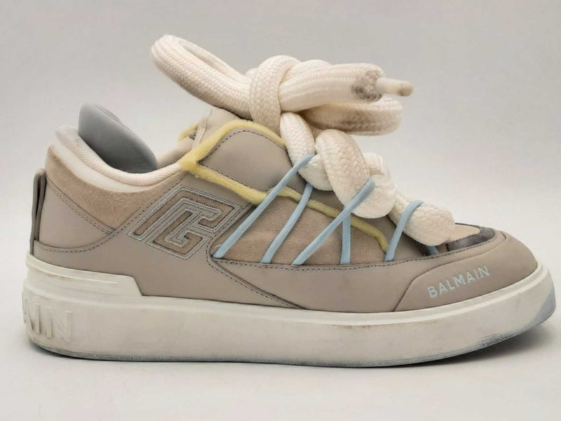 Balmain Men's B-court Puffy Calfskin Skate Sneaker Gray Size 9 Aa1125lzxsa