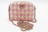 Chanel Mini Pink & White Tweed Quilted Clutch With Chain Eb0926oxxzde