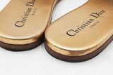 Christian Dior Embroidered Cotton Gold Metallic Dway Slides Sz 35.5 Eb0126lrxdu