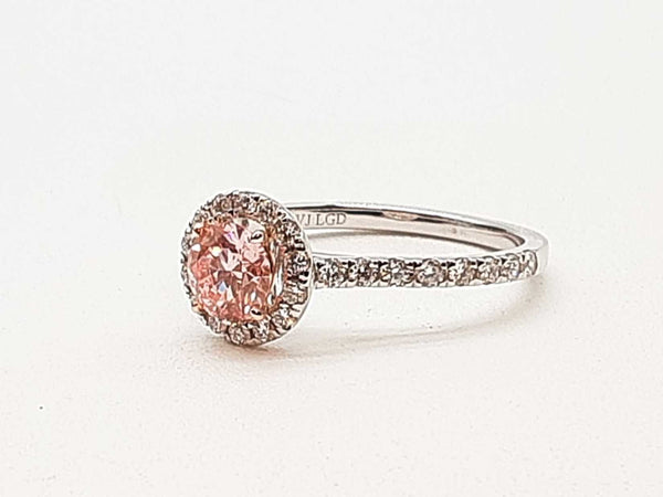 0.55 Carat Fancy Pink Lab Grown Diamond 14k White Gold 2.1g Ring Size 7 Do0525wexde