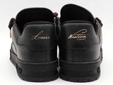 Louis Vuitton Calfskin Leather Eyelet Trim Trainer Lv Size 5 Black Aa0926lrzsa