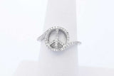 14k White Gold Diamond Peace Sign Ring 3 Grams Size 6.75 Eb0526wxzde
