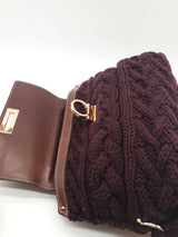 Salvatore Ferragamo Purple Wool With Leather Trim Top Handle Bag Eb1225pxzde