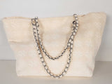 Tory Burch Ella Terry Chain Cream Cloth Cotton Tote Bag Sd0326lzxde